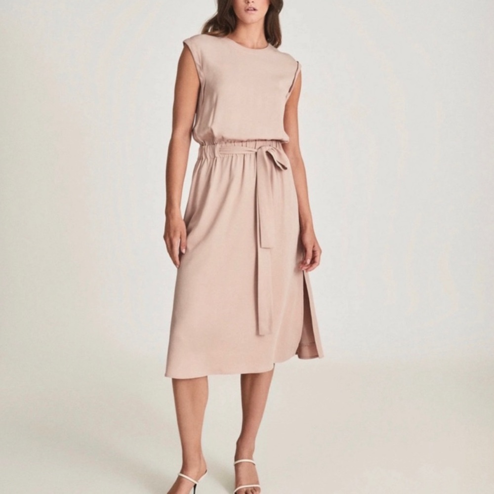 REISS Alessandra Blush Short Sleeve Dress NEW 10